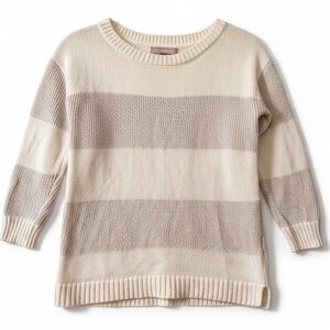 Banana Republic Cream & Tan Striped Sweater w/ Metallic Threads- Size XS Spring!